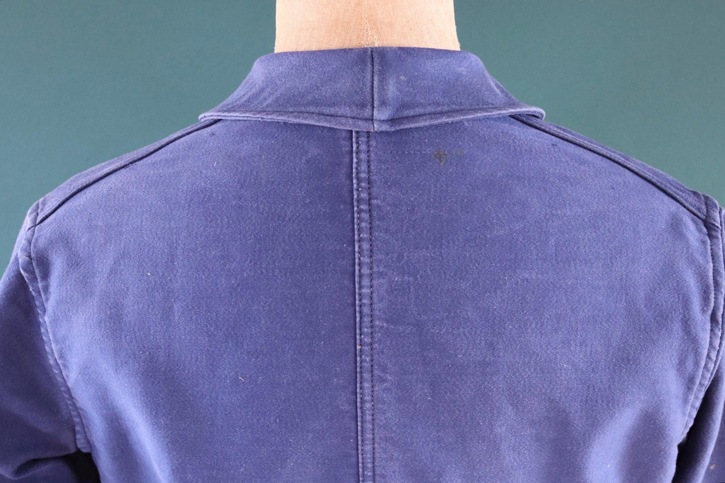 Vintage 1950s French blue moleskin workwear jacket - chore coat - Adolphe Lamont - 43" chest