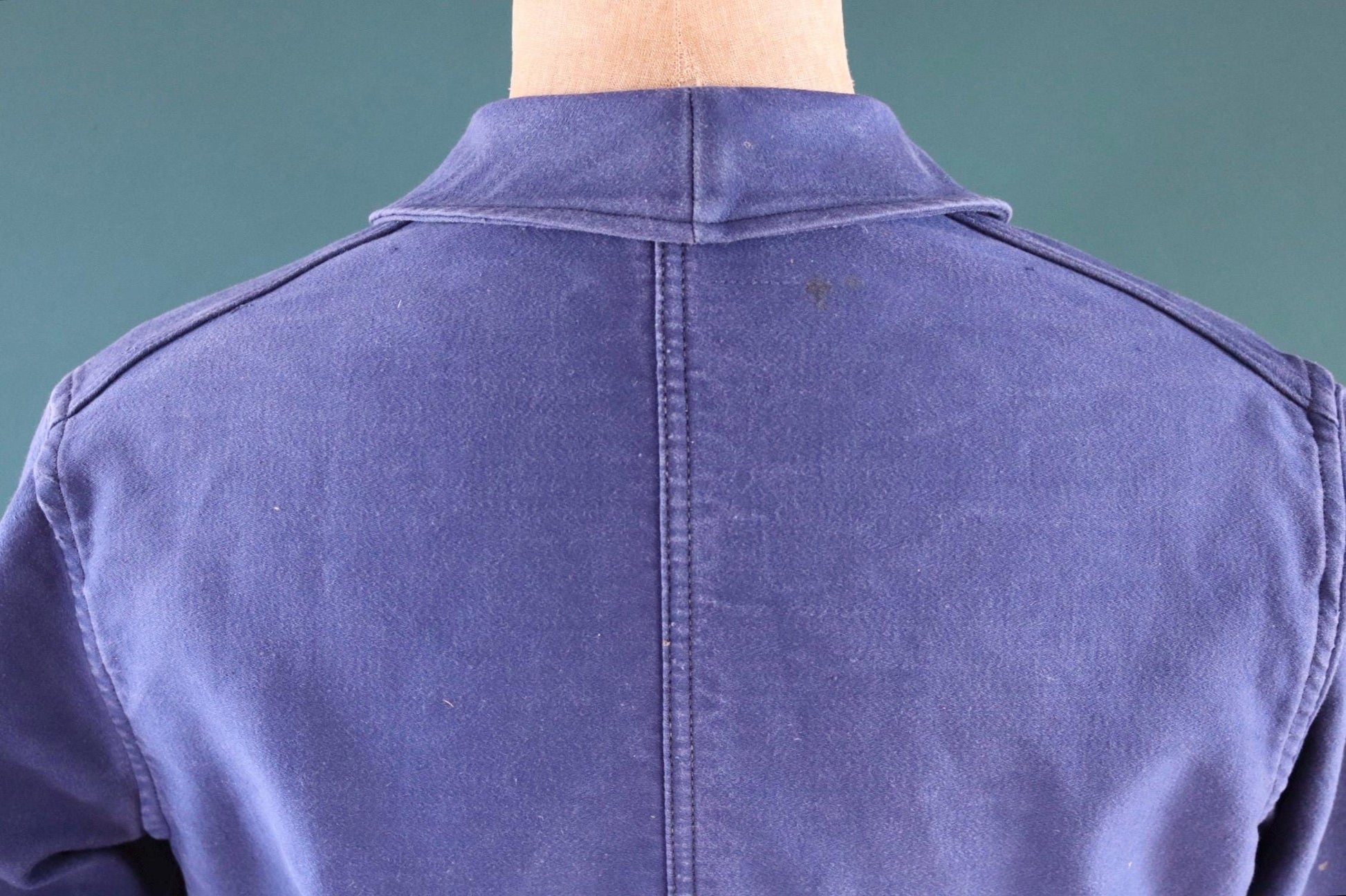 Vintage 1950s French blue moleskin workwear jacket - chore coat - Adolphe Lamont - 43" chest