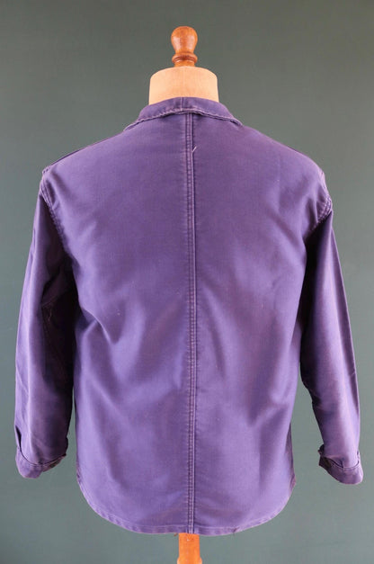 Vintage 1970s French blue moleskin workwear jacket - chore coat - Adolphe Lamont - 44" chest
