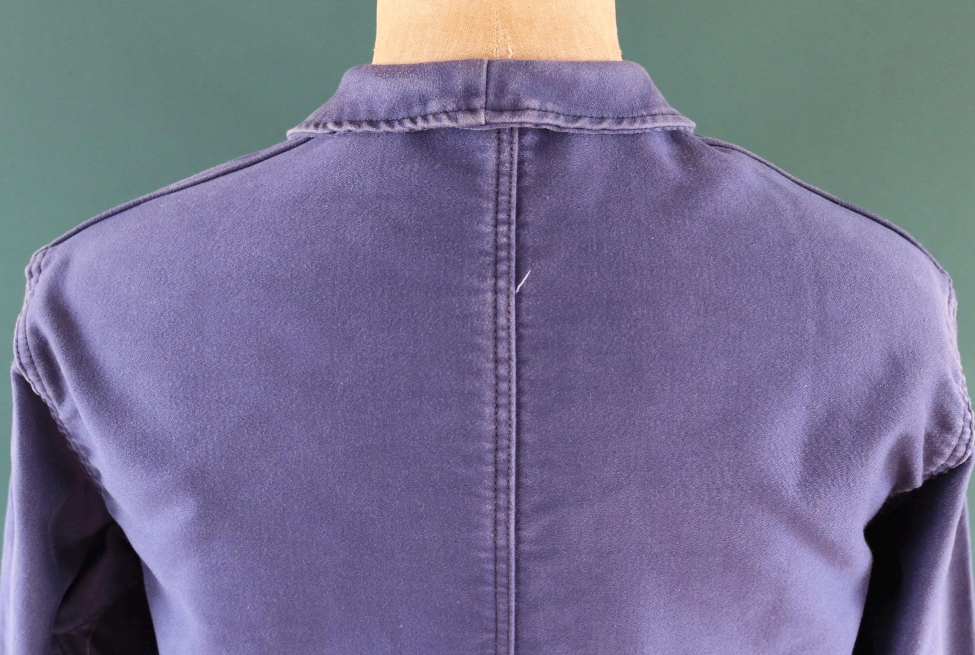 Vintage 1970s French blue moleskin workwear jacket - chore coat - Adolphe Lamont - 44" chest