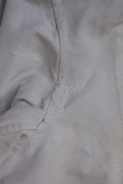 Vintage 1930s French chefs jacket - white cotton - double breasted workwear - darned and repaired - 36” chest