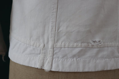 Vintage 1930s French chefs jacket - white cotton - double breasted workwear - darned and repaired - 37” chest