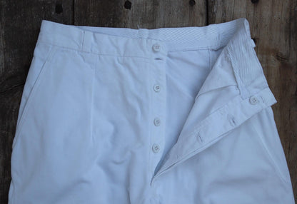 Vintage 1960s French white cotton trousers - military pants - 29" x 28"