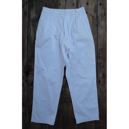 Vintage 1960s French white cotton trousers - military pants - 29" x 28"