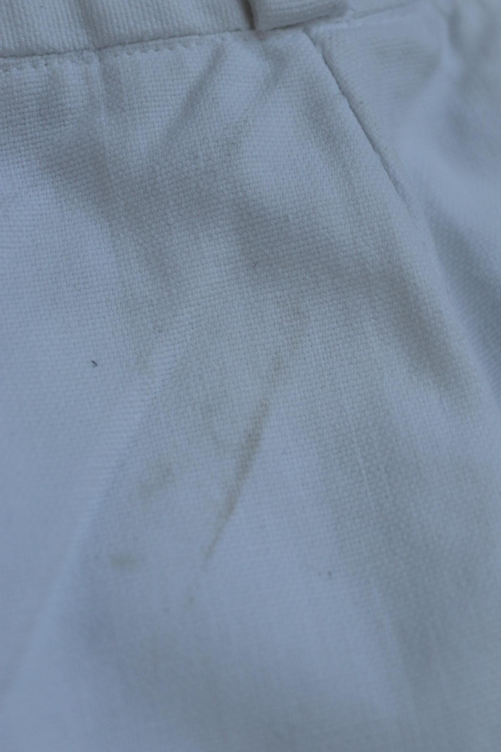 Vintage 1960s French white cotton trousers - military pants - 29" x 28"