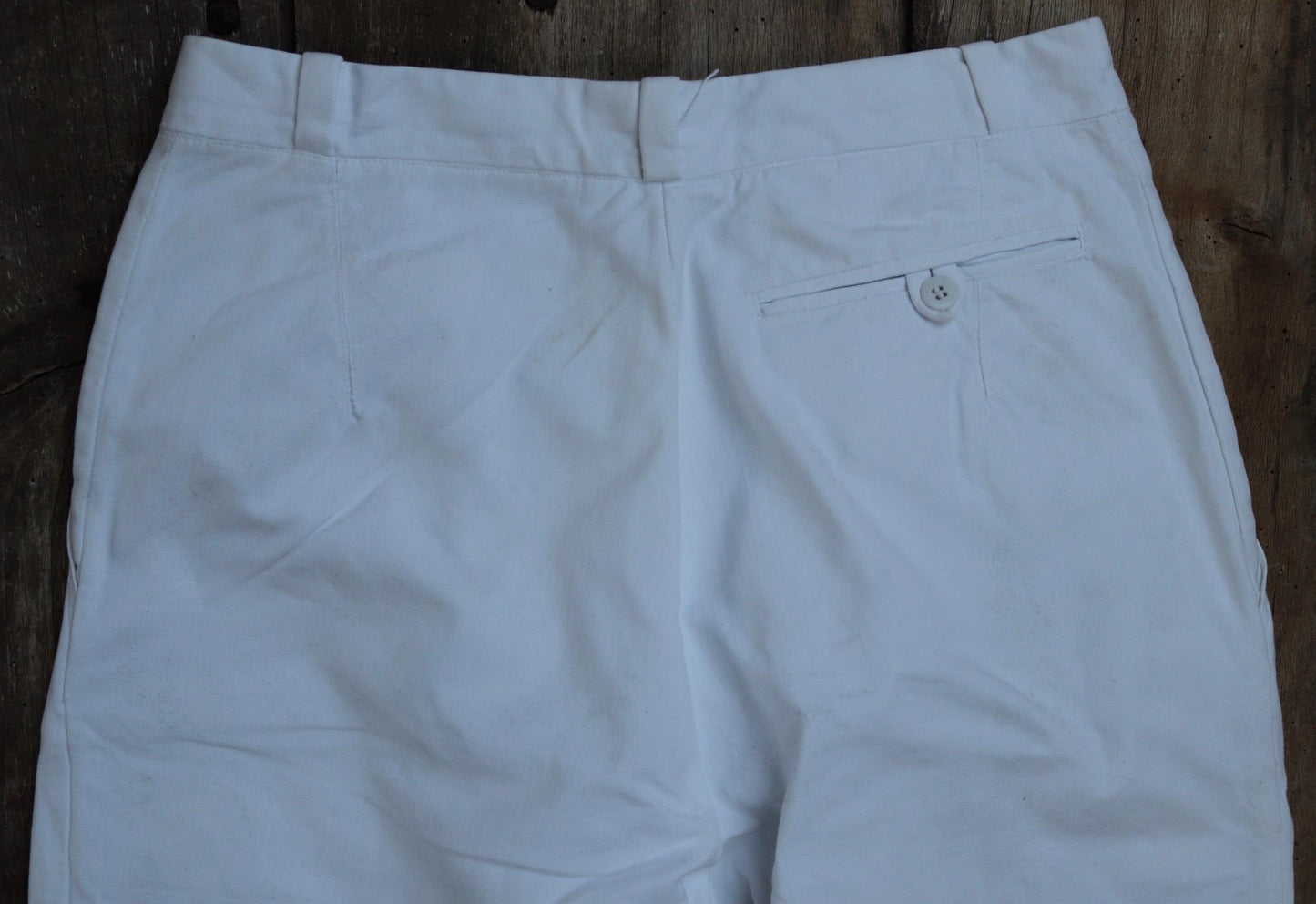 Vintage 1960s French white cotton trousers - military pants - 29" x 28"