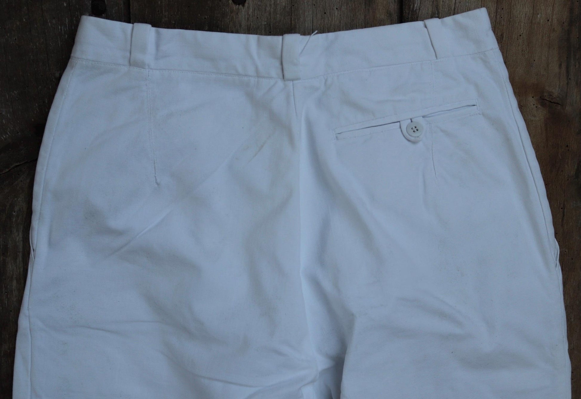 Vintage 1960s French white cotton trousers - military pants - 29" x 28"