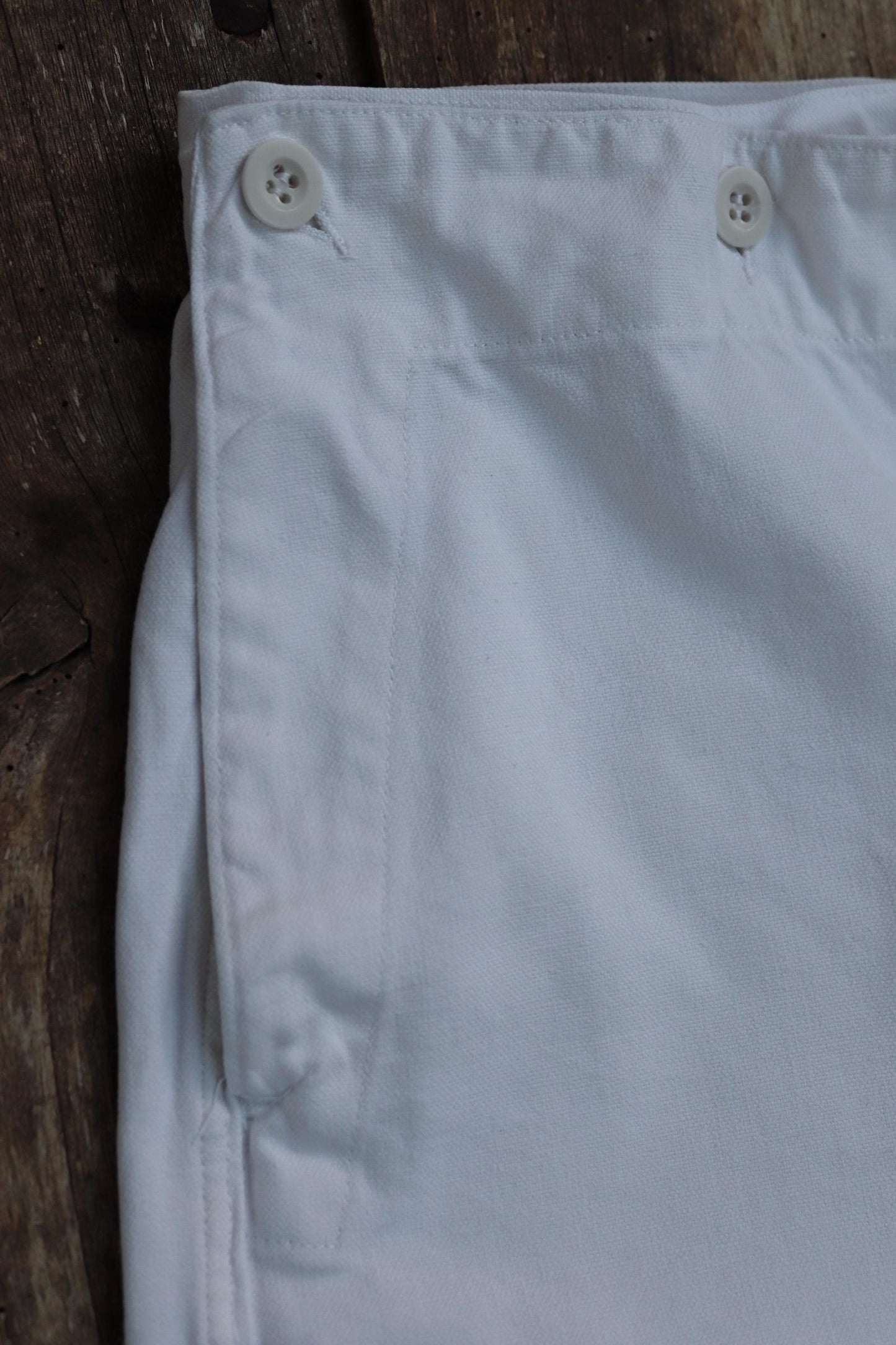 Vintage 1960s French wide leg sailor pants - fall front - white cotton trousers - 29" x 31"