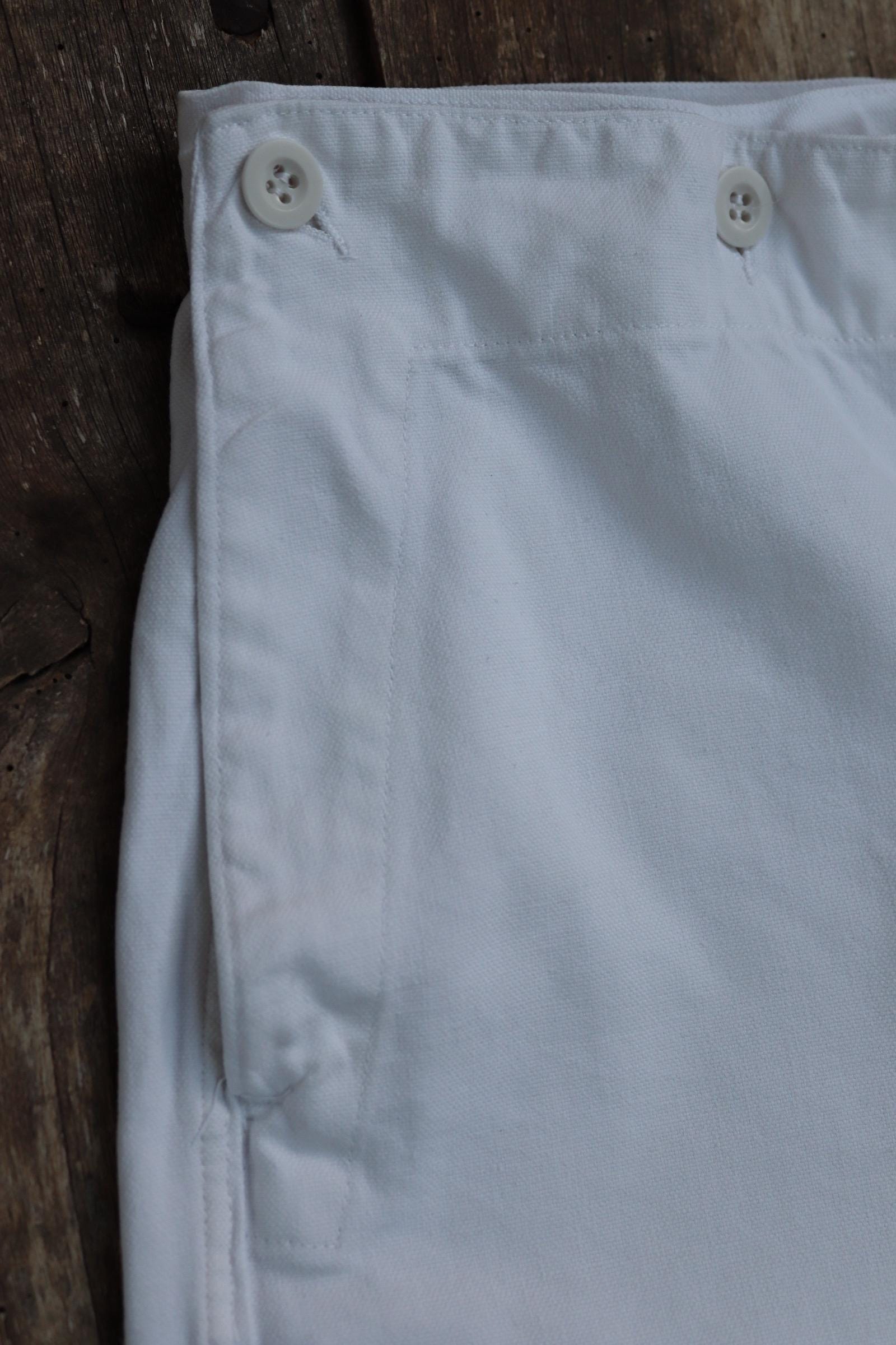 Vintage 1960s French wide leg sailor pants - fall front - white cotton trousers - 29" x 31"