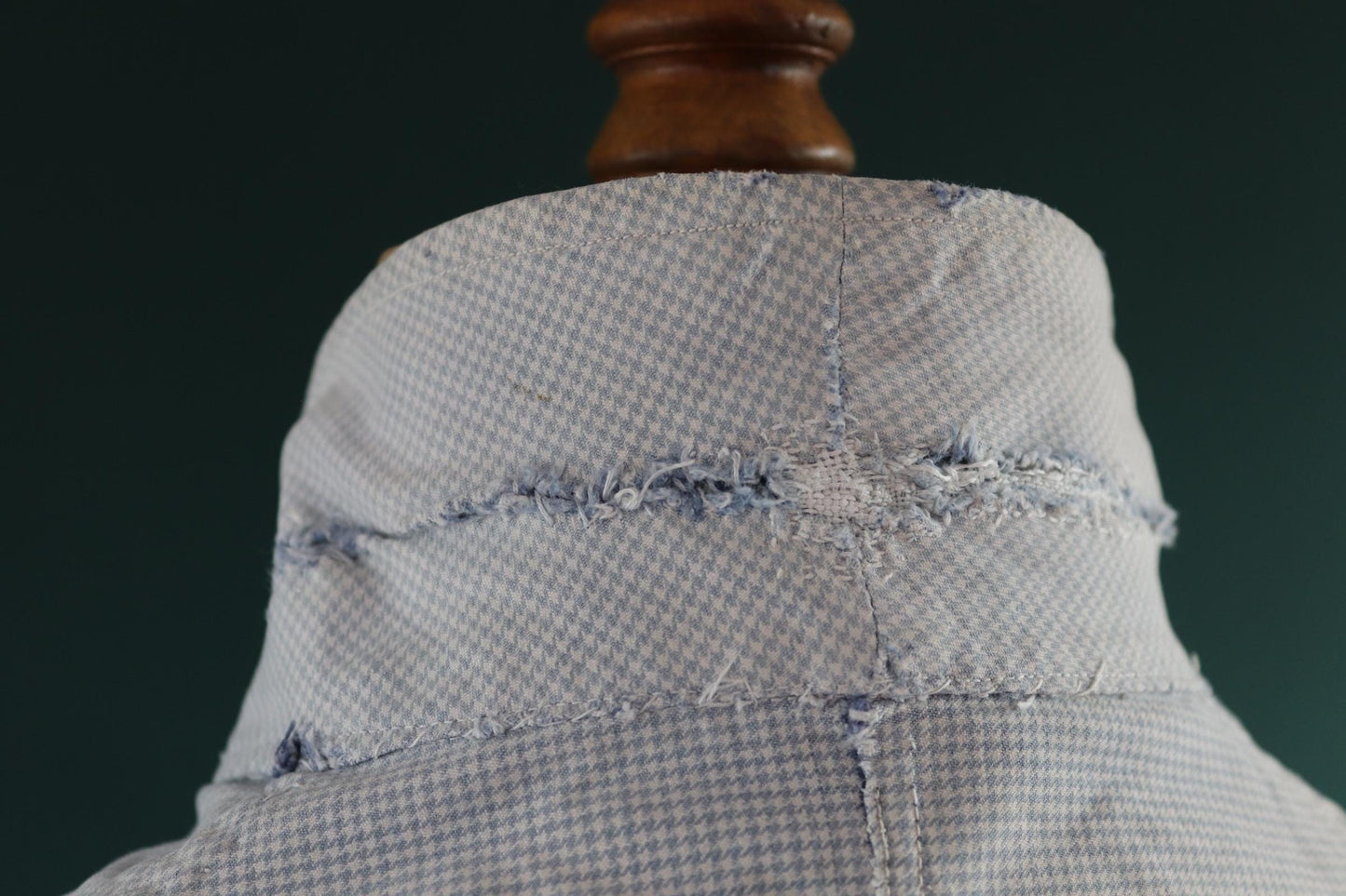 Vintage 1940s French chefs jacket - dogtooth check cotton - double breasted workwear - darned and repaired - 40” chest