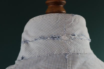 Vintage 1940s French chefs jacket - dogtooth check cotton - double breasted workwear - darned and repaired - 40” chest