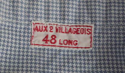 Vintage 1940s French chefs jacket - dogtooth check cotton - double breasted workwear - darned and repaired - 40” chest