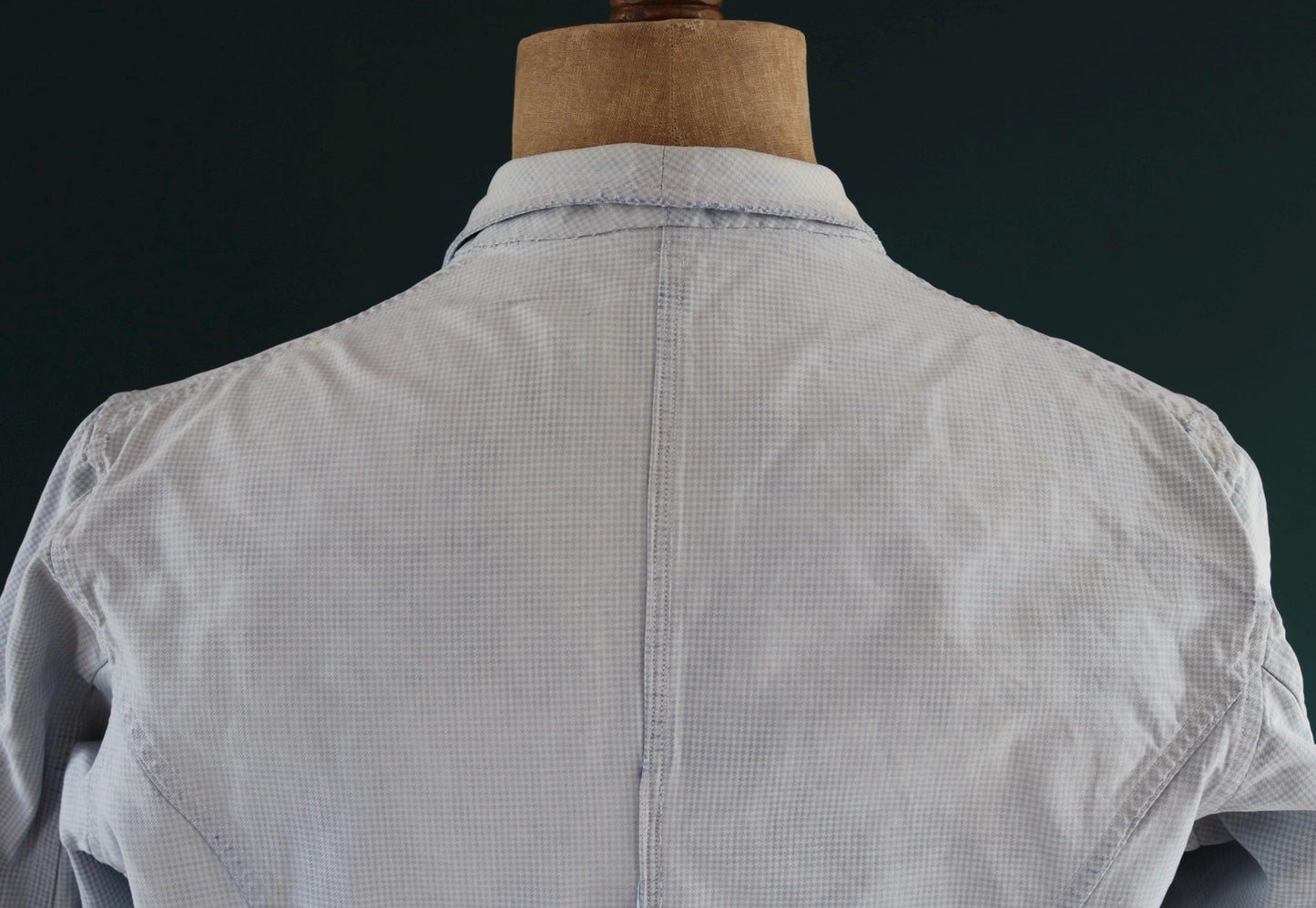 Vintage 1940s French chefs jacket - dogtooth check cotton - double breasted workwear - darned and repaired - 43” chest