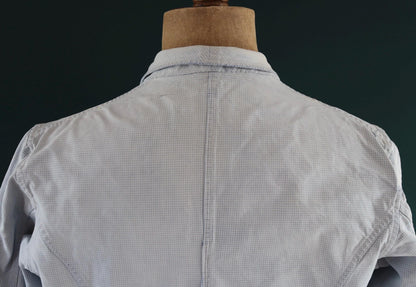 Vintage 1940s French chefs jacket - dogtooth check cotton - double breasted workwear - darned and repaired - 43” chest