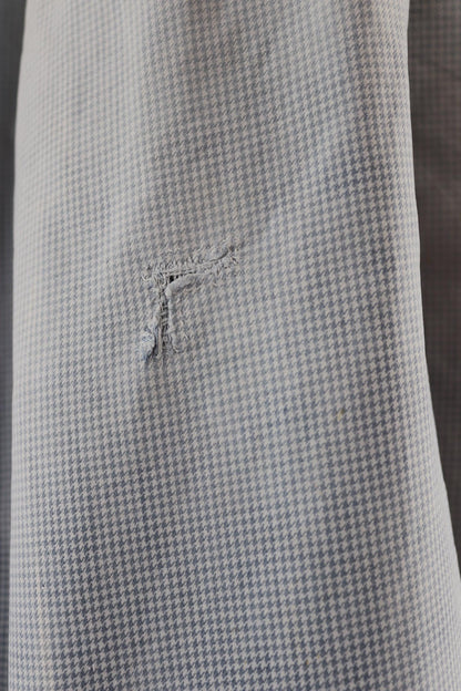 Vintage 1940s French chefs jacket - dogtooth check cotton - double breasted workwear - darned and repaired - 43” chest