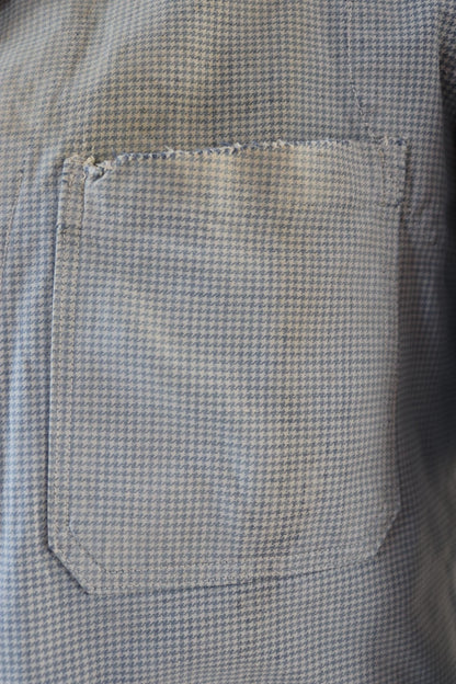 Vintage 1940s French chefs jacket - dogtooth check cotton - double breasted workwear - darned and repaired - 40” chest
