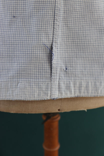 Vintage 1940s French chefs jacket - dogtooth check cotton - double breasted workwear - darned and repaired - 40” chest