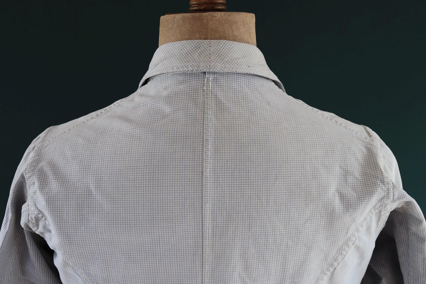 Vintage 1940s French chefs jacket - dogtooth check cotton - double breasted workwear - darned and repaired - 40” chest