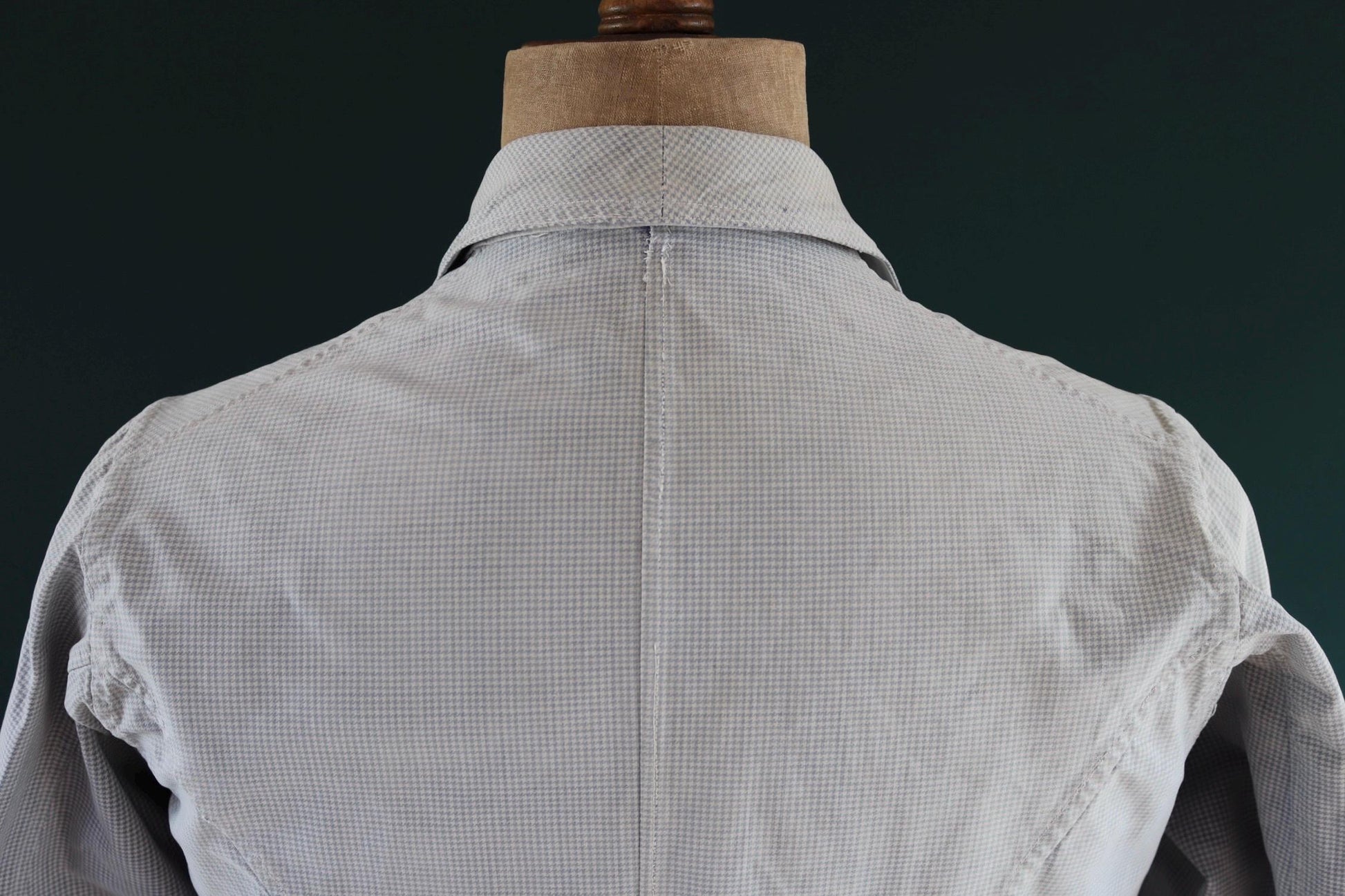 Vintage 1940s French chefs jacket - dogtooth check cotton - double breasted workwear - darned and repaired - 40” chest