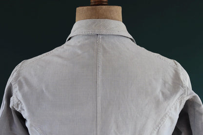 Vintage 1940s French chefs jacket - dogtooth check cotton - double breasted workwear - darned and repaired - 40” chest
