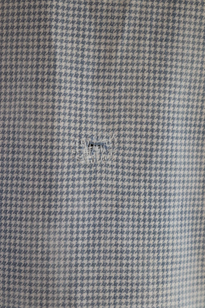 Vintage 1960s French chefs jacket - dogtooth check cotton - double breasted workwear - darned and repaired - 44” chest