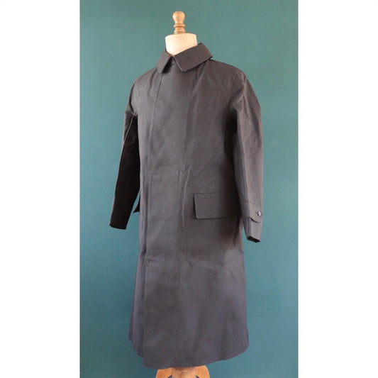 Vintage 1960s railway station masters coat - rubberised canvas - rainproof workwear - 44" chest