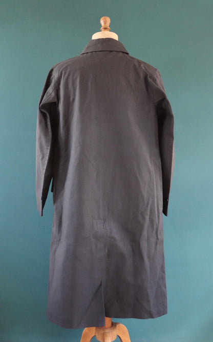 Vintage 1960s railway station masters coat - rubberised canvas - rainproof workwear - 44" chest