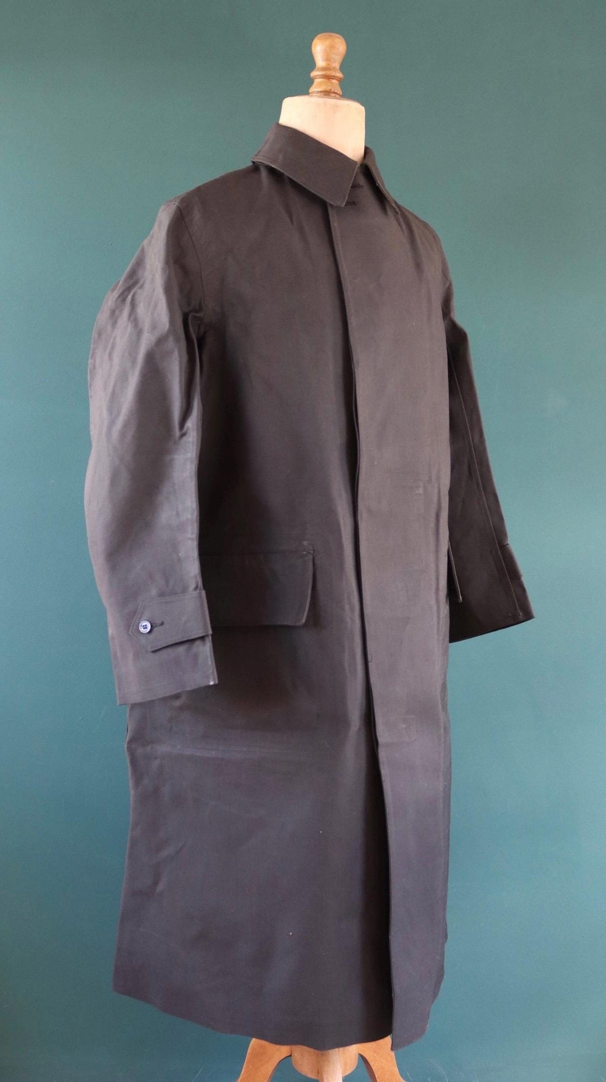 Vintage 1960s railway station masters coat - rubberised canvas - rainproof workwear - 44" chest