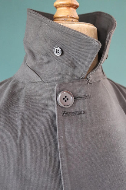 Vintage 1960s railway station masters coat - rubberised canvas - rainproof workwear - 44" chest