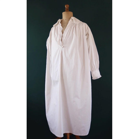 Antique 1800s Victorian white cotton nightgown - vintage 1900s dress - cottagecore - broderie Anglais - 50” chest