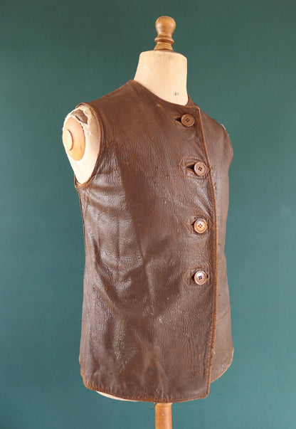 Vintage 1940s ATS horsehide leather jerkin - WW2 battledress vest - British military - land girl - 39" chest