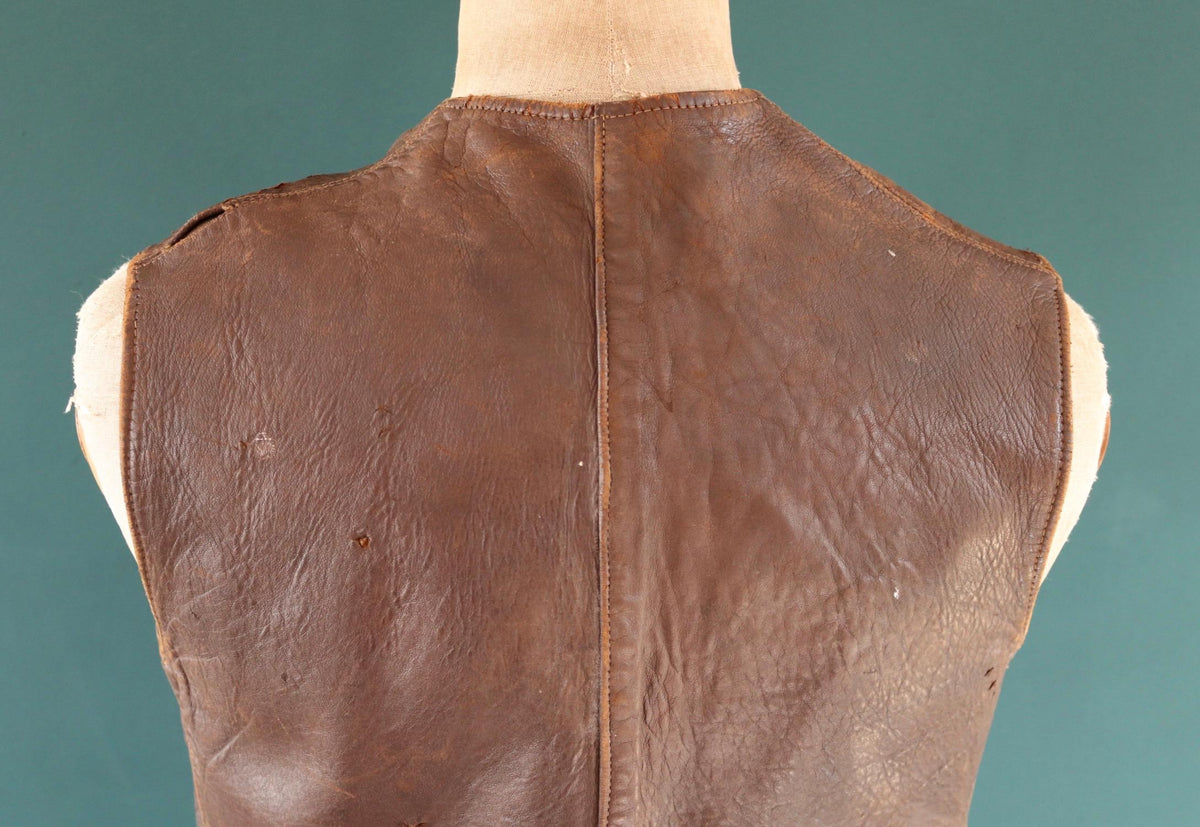 Vintage 1940s ATS horsehide leather jerkin - WW2 battledress vest - British military - land girl - 39" chest