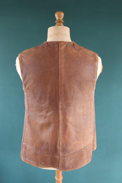 Vintage 1940s ATS horsehide leather jerkin - WW2 battledress vest - British military - land girl - 36" chest