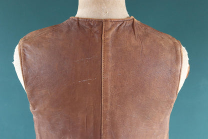 Vintage 1940s ATS horsehide leather jerkin - WW2 battledress vest - British military - land girl - 36" chest