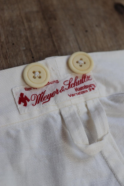 Vintage 1950s German white cotton trousers - summer pants - 36” x 29”