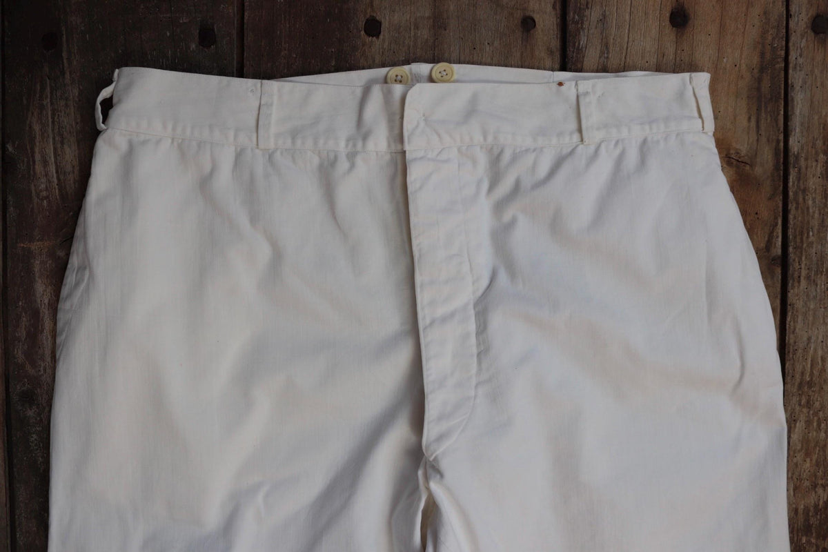 Vintage 1950s German white cotton trousers - summer pants - 36” x 29”