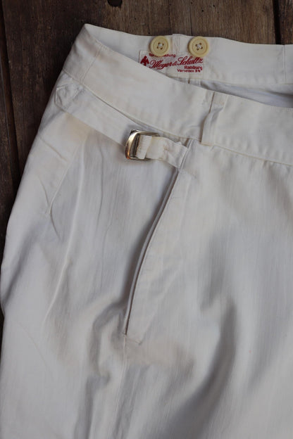 Vintage 1950s German white cotton trousers - summer pants - 36” x 29”