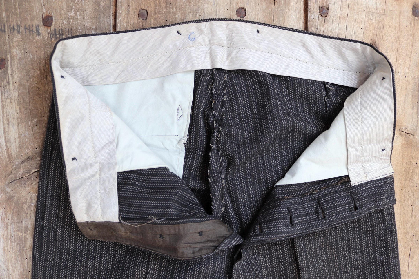 Vintage 1960s morning suit trousers - striped suit pants - 32” x 30”