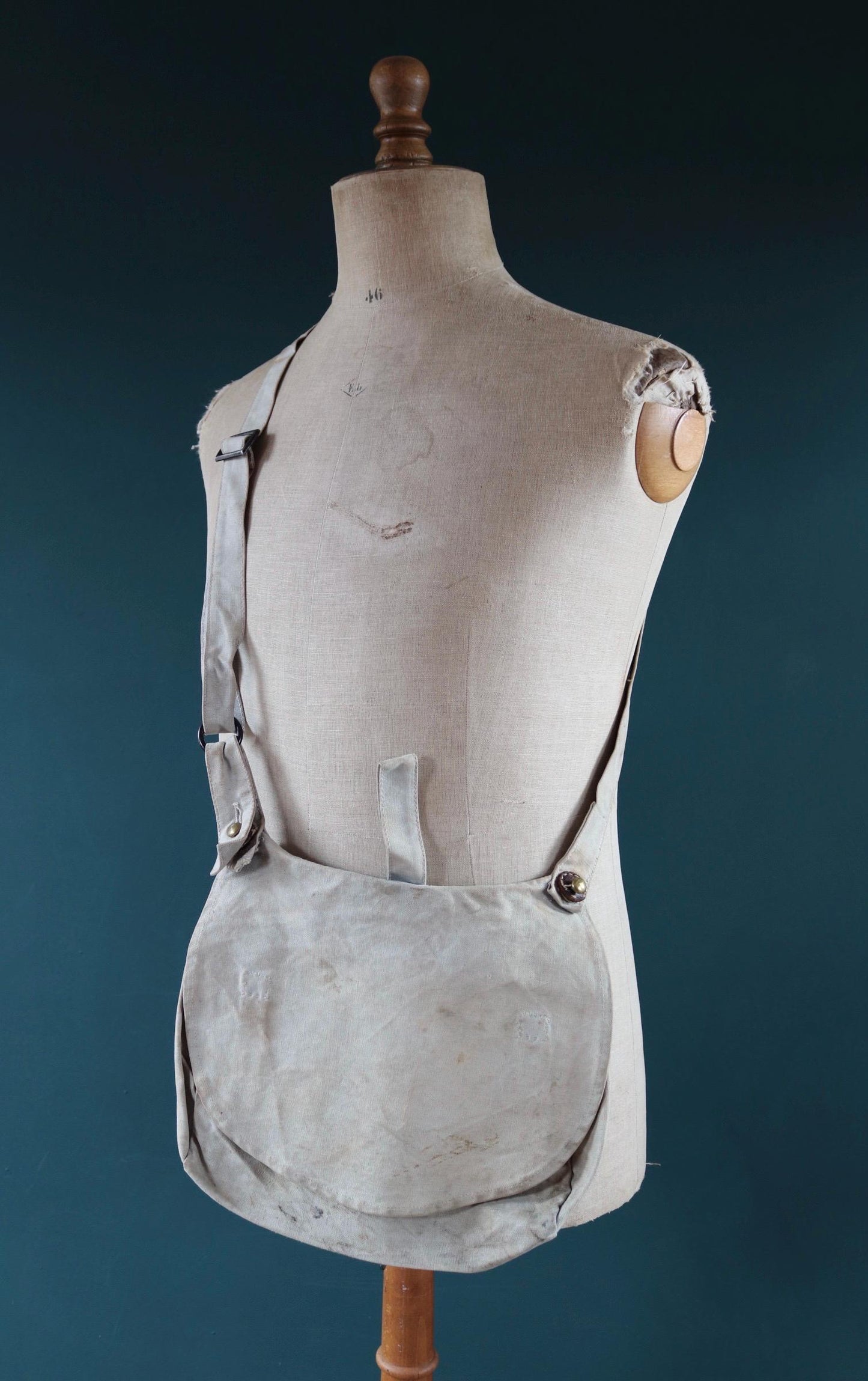 Antique WW1 military bag - Swedish army musette - cotton cross body bread bag - mattornist
