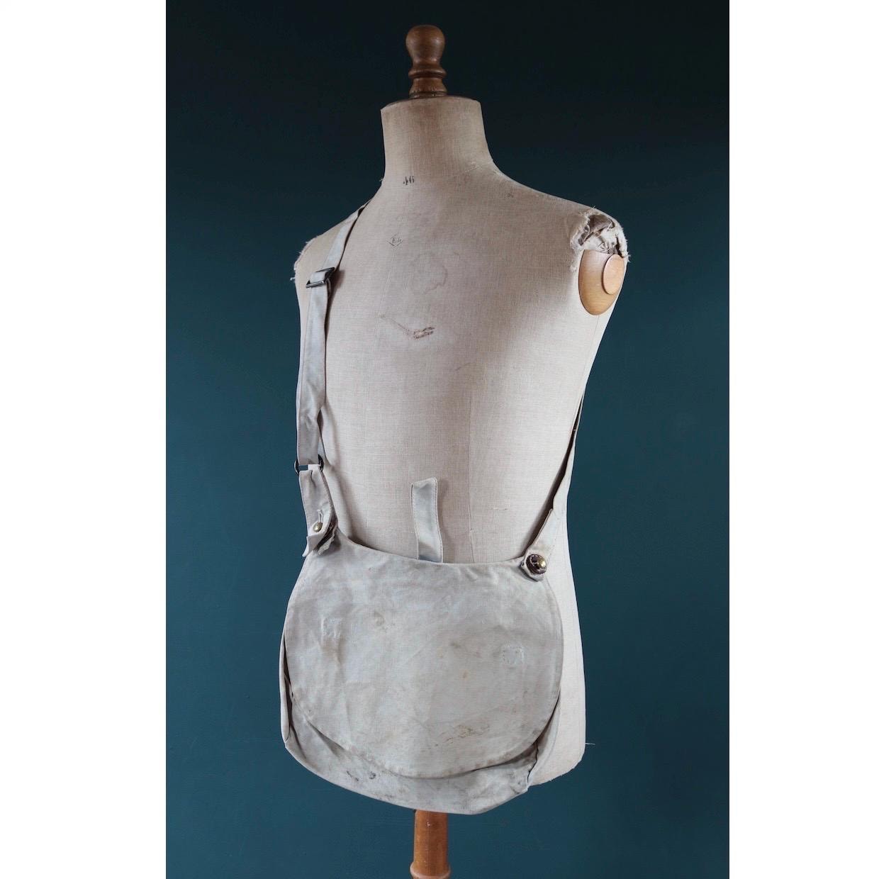 Antique WW1 military bag - Swedish army musette - cotton cross body bread bag - mattornist