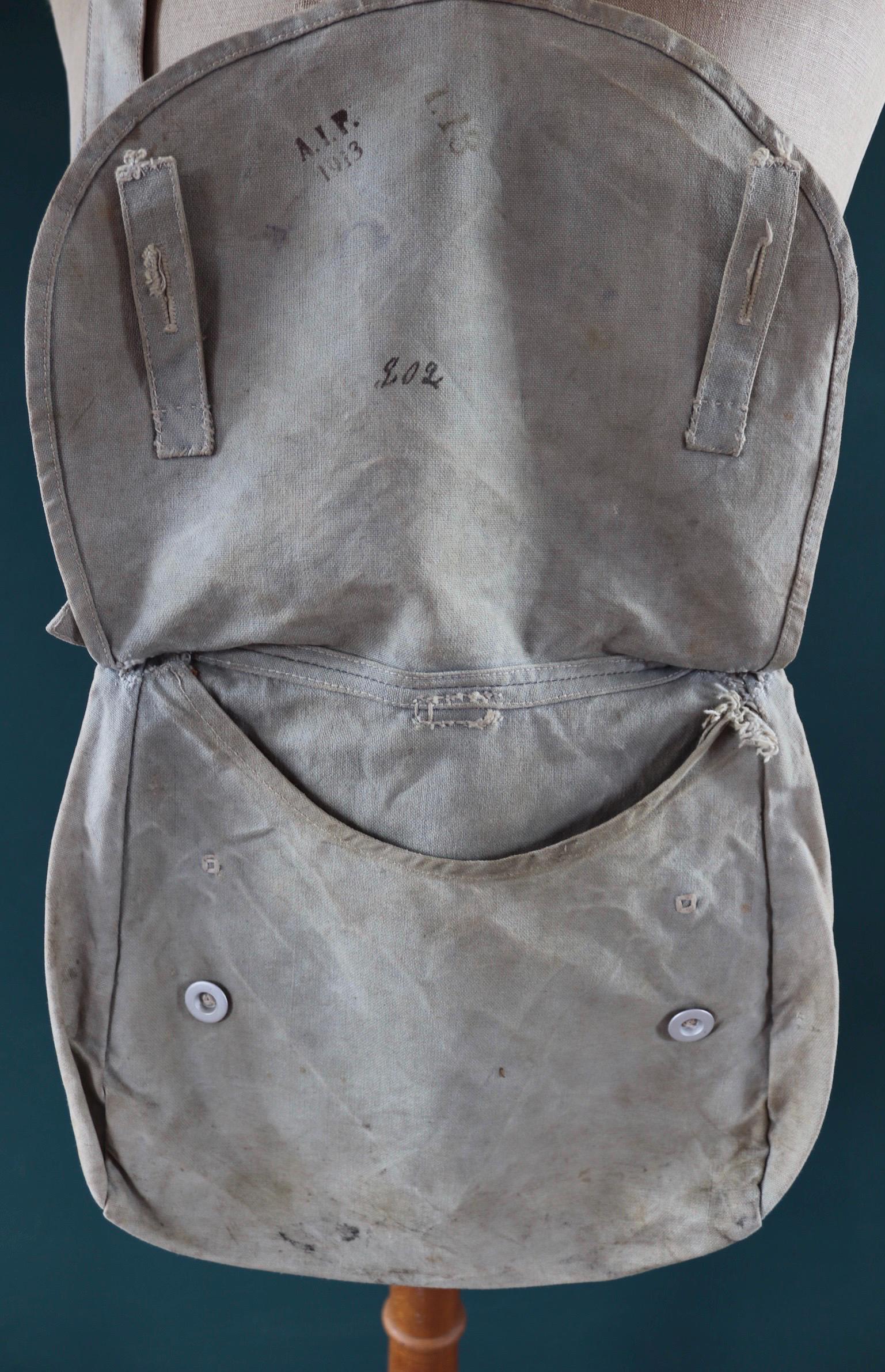Antique WW1 military bag - Swedish army musette - cotton cross body bread bag - mattornist