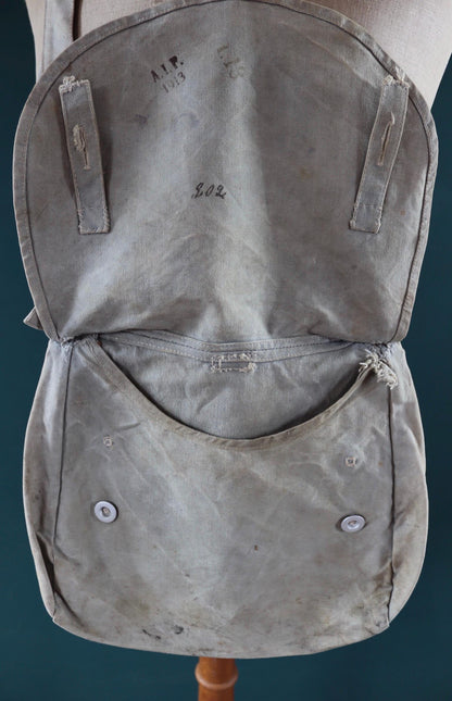 Antique WW1 military bag - Swedish army musette - cotton cross body bread bag - mattornist