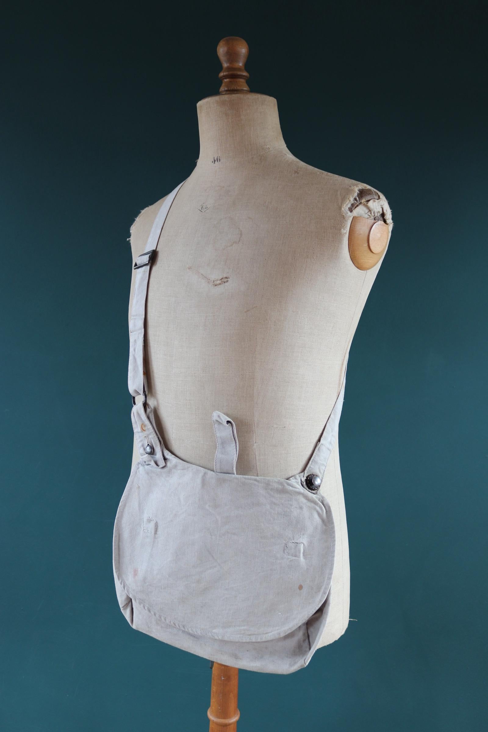 Antique WW1 military bag - Swedish army musette - cotton cross body bread bag - mattornist