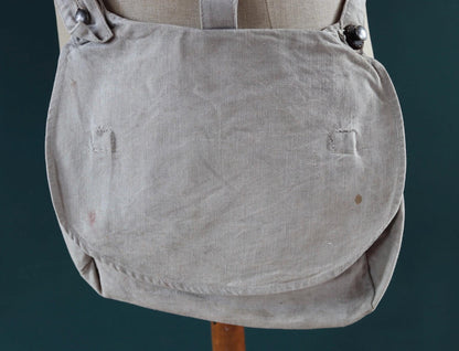 Antique WW1 military bag - Swedish army musette - cotton cross body bread bag - mattornist