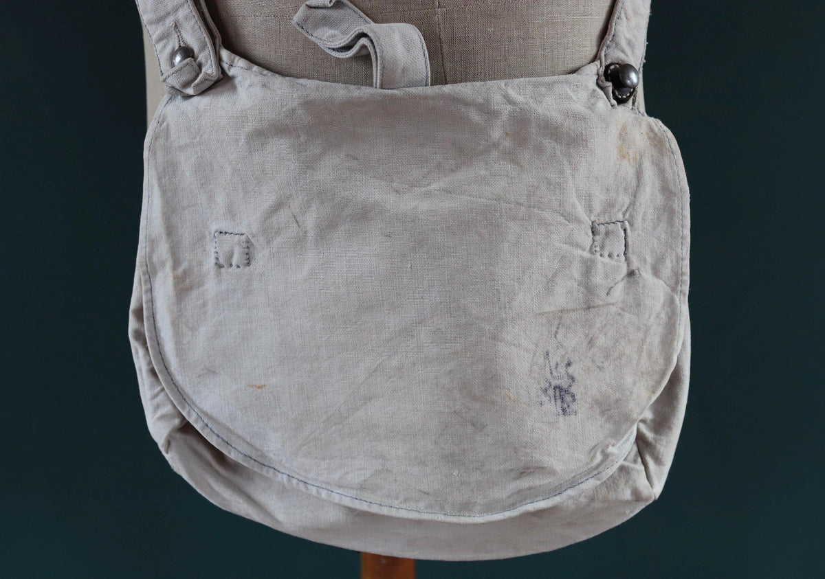 Antique WW1 military bag - Swedish army musette - cotton cross body bread bag - mattornist