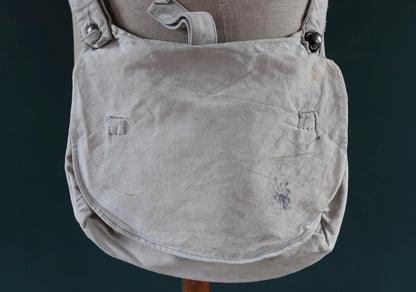 Antique WW1 military bag - Swedish army musette - cotton cross body bread bag - mattornist