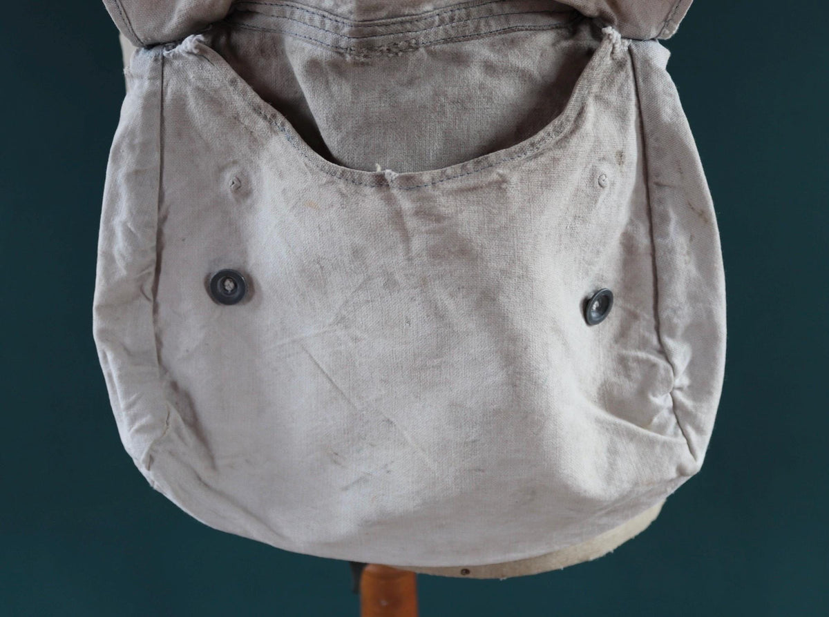 Antique WW1 military bag - Swedish army musette - cotton cross body bread bag - mattornist