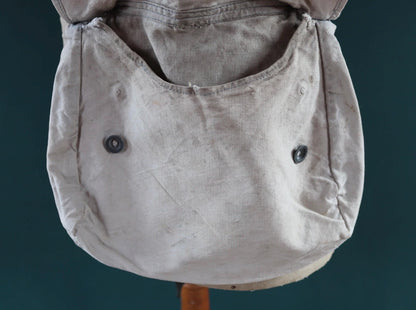 Antique WW1 military bag - Swedish army musette - cotton cross body bread bag - mattornist