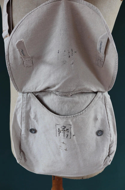 Antique WW1 military bag - Swedish army musette - cotton cross body bread bag - mattornist