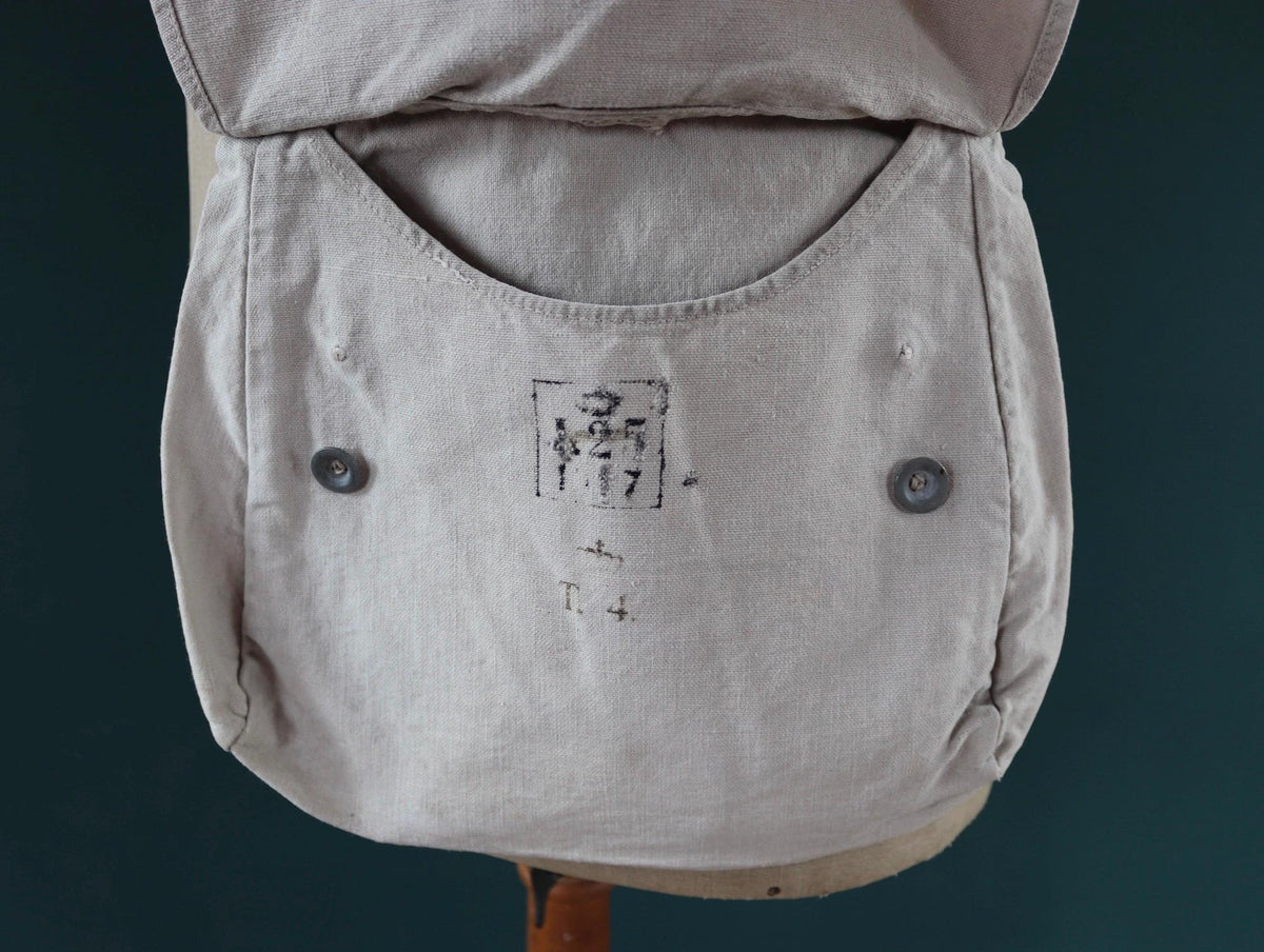 Antique WW1 military bag - Swedish army musette - cotton cross body bread bag - mattornist
